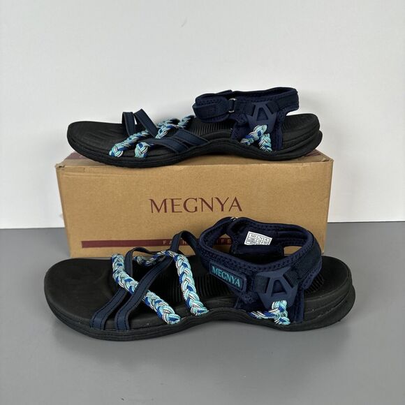 MEGNYA Turquoise Black Hiking Sandals - Picture 1 of 11